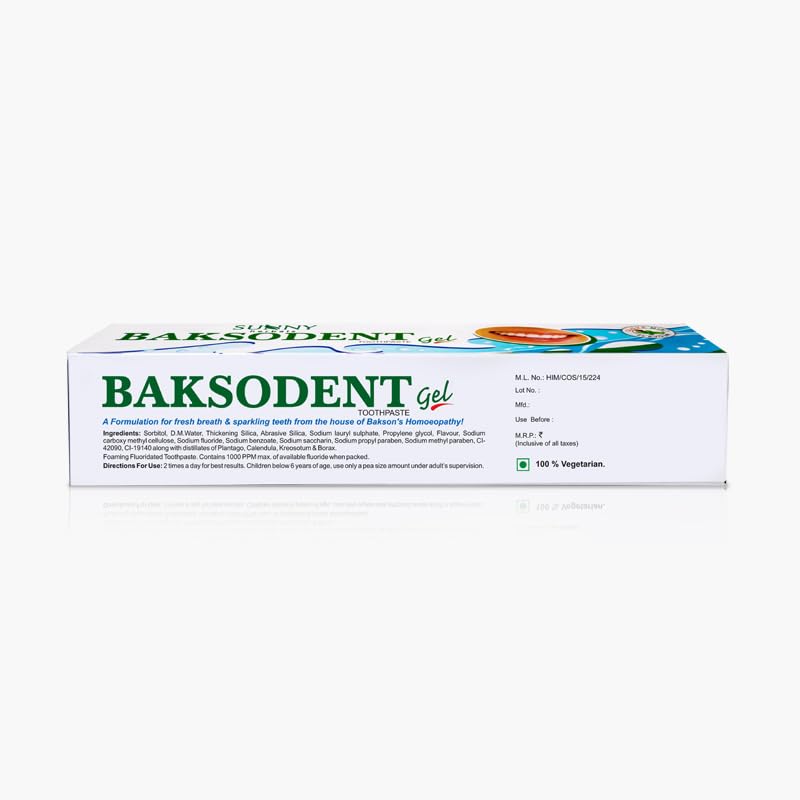 Sunny Herbals Гель-паста для зубов Baksodent 100 мл Упаковка 1 шт. С контролем микробов и свежестью гвоздики и мяты