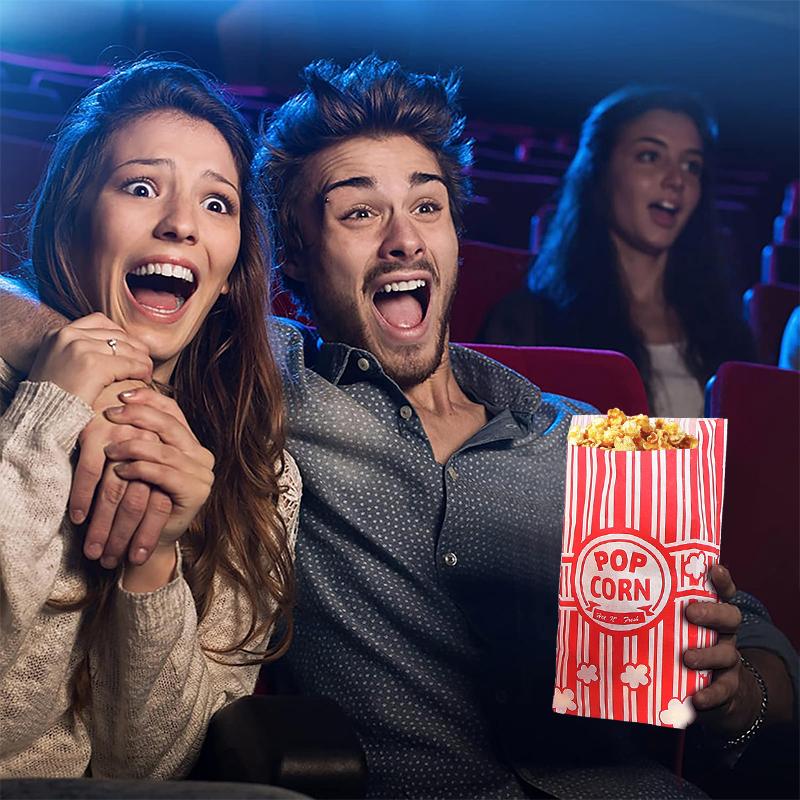 25 шт. бумажных пакетов для попкорна, упаковочный мешок для сладостей, контейнер для закусок на карнавал, ведро, принадлежности для свадьбы, дня рождения, вечеринки, киносеанса