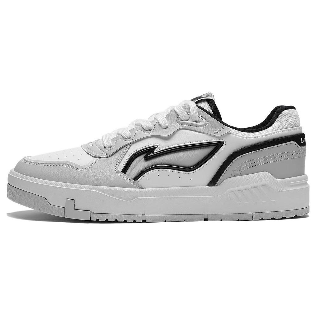 Li-Ning Light Trend Synthetic Leather Non-Slip Wear-Resistant Low-Top Skate Shoes Men Sneakers Light-Gray AGCT009-3