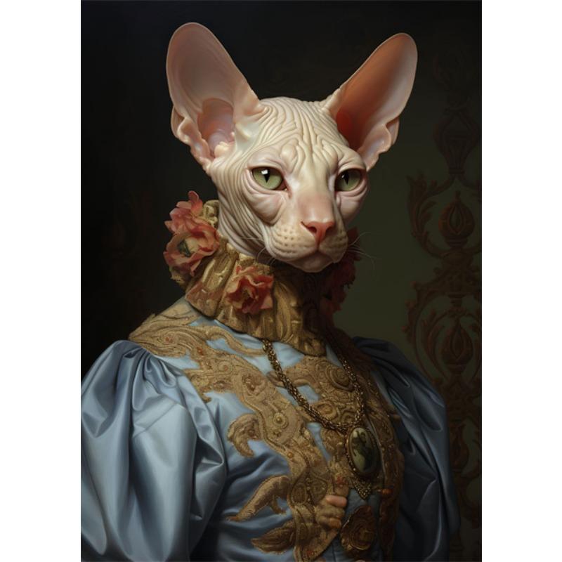 Animal Dog Portrait Art Canvas Painting Dog Dressed King Funny Posters and Prints Wall Art Pictures for Home Living Room Decor