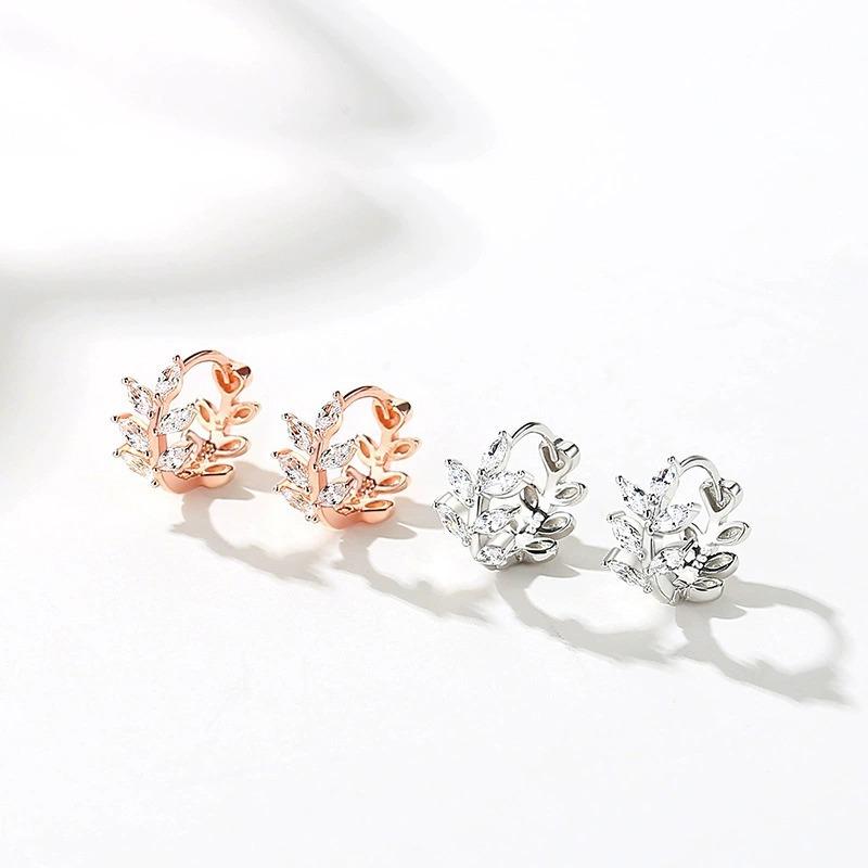 Серьги-гвоздики женские Mori с веткой и листом простые, маленькие, свежие, милые и универсальные изысканные серьги подарки на фестиваль Циси