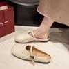 Модные женские тапочки 2025 Новые летние женские мюли с квадратным носком Сексуальные сандалии-тапочки Женская модная обувь Сандалии Нескользящая обувь на плоской подошве