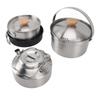 Набор походной посуды из нержавеющей стали, кастрюля, чайник, набор, портативный, легкий, для приготовления пищи на открытом воздухе