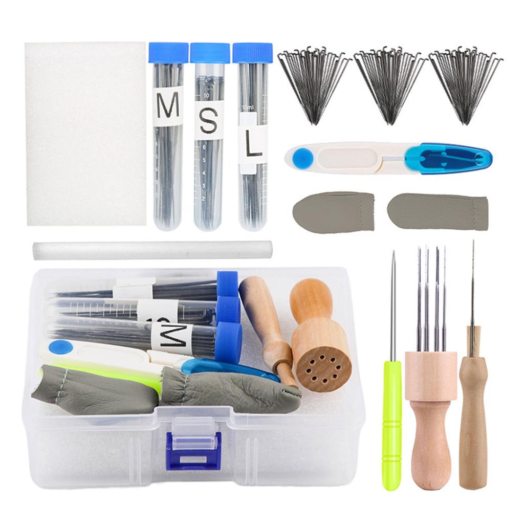 Needle Felting Supply for Beginner Professional Wool Felting Tool with Wool Felting Needle Wood Handle Finger Cots