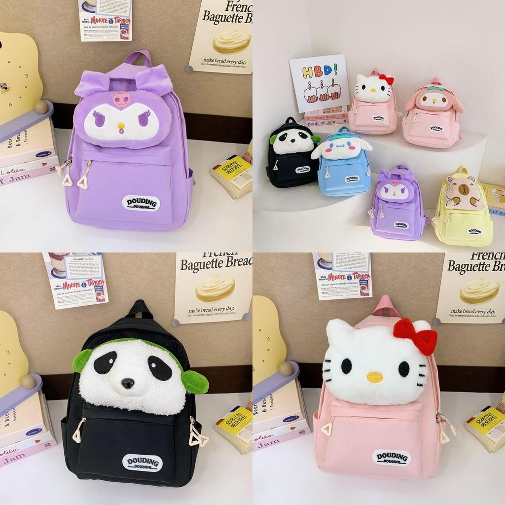 Kuromi Hello Kitty Melody Cinnamoroll Plush Toy Kids Backpack With Breathable Nylon For Kindergarten Children
