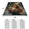 Enchanting Oceanic Fantasy Blanket - Soft Fluffy Throw Featuring a Mystic Blonde Woman Holding a Glowing Moon, Draped in a Dark
