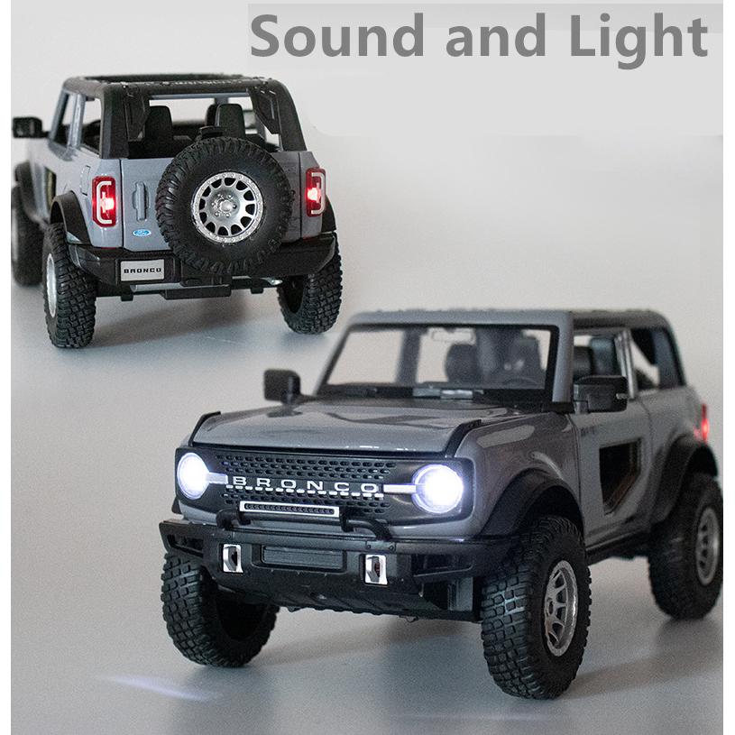 Масштаб 1/32 Ford Bronco Lima SUV, литая под давлением модель автомобиля, игрушечный автомобиль с откатным механизмом, звуком и светом для детей, коллекция подарков для мальчиков и девочек