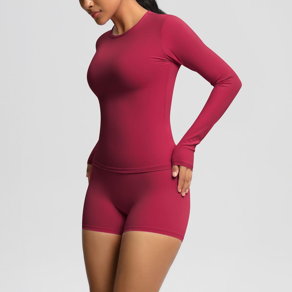 Nessaj Однотонный комплект для йоги, женская одежда для тренировок, шорты с высокой талией, рубашки с длинным рукавом, спортивная одежда для фитнеса