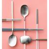 Costic Domestic New Sweet Spoon Set of 4, Gray + Pink + Beige + Brown, Spoon + Chopsticks 4 Set, 1 Set, Korean Popular Tableware