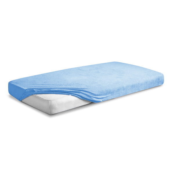 Prześcieradło frotte z gumką 210/220x190/200 premium blado niebieskie
