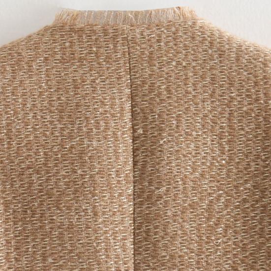 Женские укороченные твидовые пиджаки с длинным рукавом и застежкой на пуговицы, короткое пальто