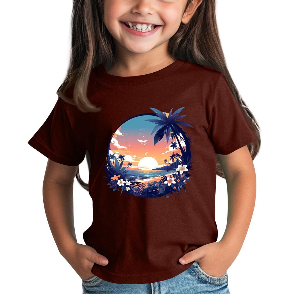 Детская модная повседневная футболка с круглым вырезом и короткими рукавами