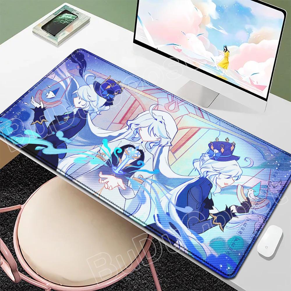 Новые обои Игрок Genshin Furina Коврик для мыши Аниме Игровой коврик для мыши HD Печать Настольные коврики Резиновый настольный коврик XXL Коврики для стола