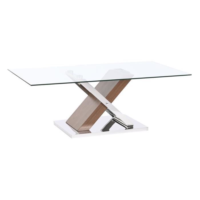 Table Basse - Moderne - Marron - MDF - Acier - 120 Cm - Design Contemporain