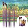 10pcs/set Purple DIY Art Supplies Watercolor Pen Nylon Hair Paintbrush Oil Painting Brush