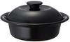 Nodahoro Enamel Perfect for Ramen and Udon Made In Dark Heat-Resistant Pot, Large, Gas/IH Compatible, Single-Person Noodles, Japan, Coconabe, Black,