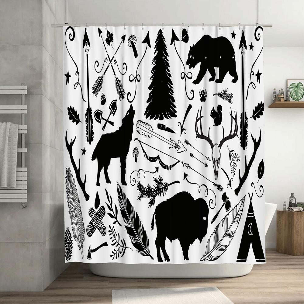 Animal-themed shower curtain with various patterns suitable for bathroom decoration Perfect gift idea for animal lovers. Availab