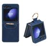 For Samsung Galaxy Z Flip5 5G Case Leather Coated PC Phone Cover with Ring Kickstand