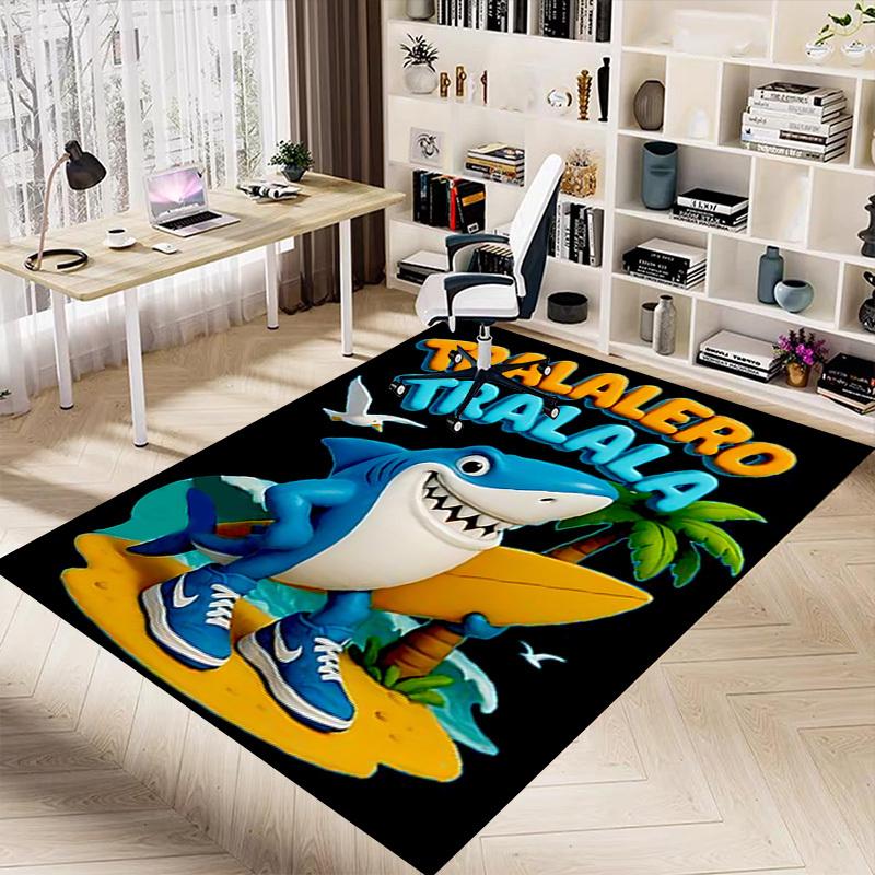 1pc Shark Surfboard Carpet, Office Rug Outdoor Mat Home Decor Area Carpet Festival