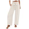 Women's Wide Leg Pants With Pockets Lightweight High Waisted Adjustable Tie Knot Loose Trousers
