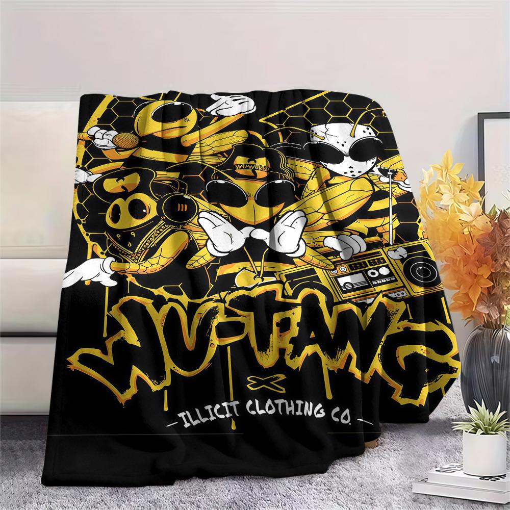 1 шт. Фланелевое одеяло с принтом Wu-Tang Clan, Высокое качество, Удобное для всех сезонов, Декор для дома, Тепло и комфорт