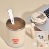 Милая портативная двухслойная термокружка для кофе со складной ложкой, чашка для воды из нержавеющей стали 304, герметичная посуда для напитков