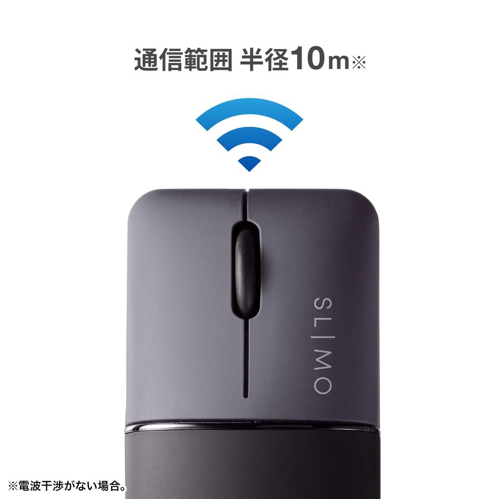 SANWA SUPPLY Бесшумная беспроводная мышь с синей светодиодной подсветкой, тонкая SLIMO/черная (перезаряжаемый) MA-WBBS310BK