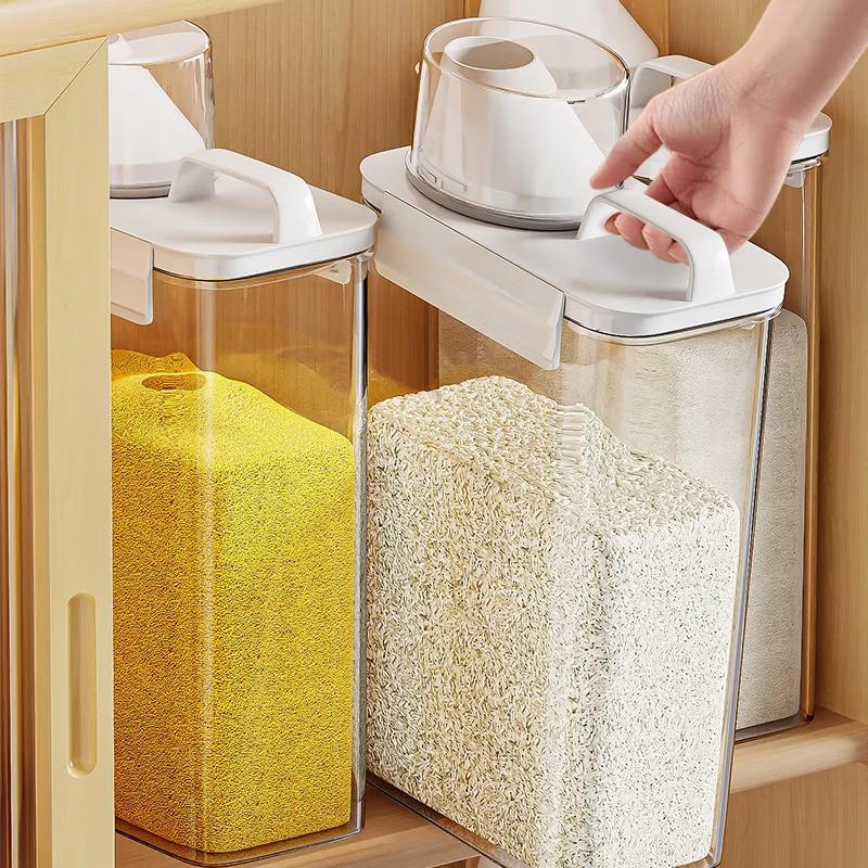 Jiabangshou Rice Container, Multi-Grain Storage Box, Sealed Moisture-Proof, Household Rice Jar, Storage Rice Bin with Measuring Cup, 2.5L, Set of 4