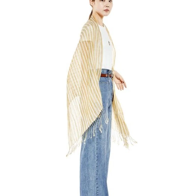 J VINEYARD LINEN STRIPE YELLOW SCARF