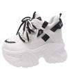 Fashion Chunky Platform Sneakers for Women 2024 Fall Thick Bottom Lace Up Vulcanized Shoes Woman 10.5CM High Heels Sports Leather Shoes