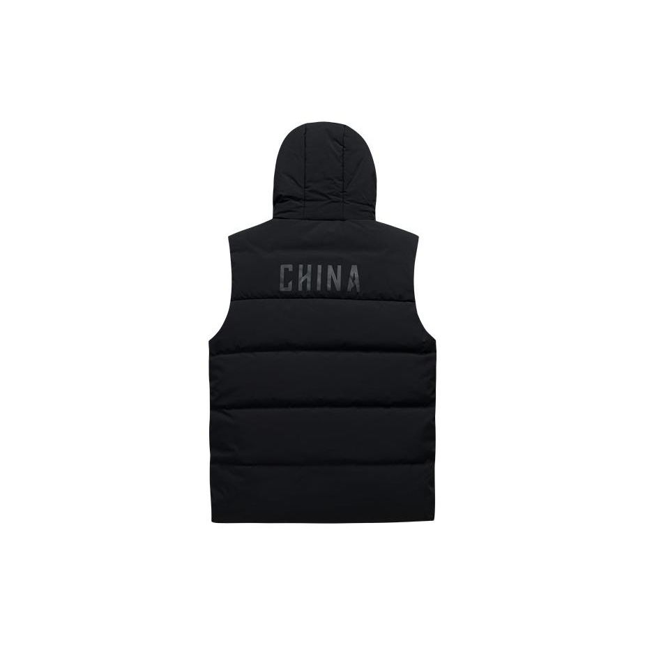 Anta Жилет Training Series Letter Zipper с капюшоном и рукавами, мужские жилеты Basic-Black 152347919-2