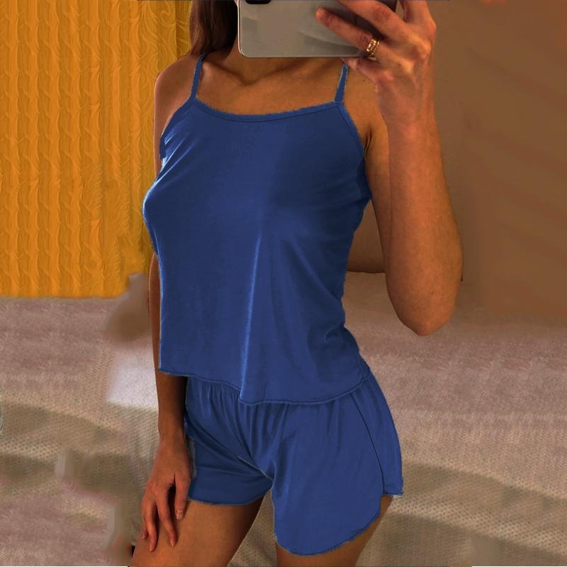 ECMLN комплект из 2 шт., женский пижамный комплект, бюстгальтер без косточек и шорты, одежда для сна, жилет на бретельках, шорты, хлопковый топ на бретельках, пижамные комплекты, нижнее белье, костюм для сна