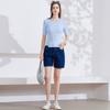Thin striped contrasting round neck knitted sweater for women in summer