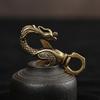 Vintage Copper Dragon Figurines Small Ornaments Retro Brass Animal Car Key Chains Crafts Office Desk Decorations Accessories