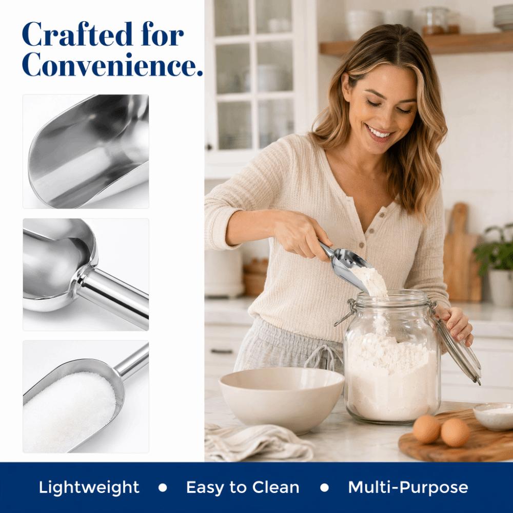 5PCS Silver Metal Scoop Set Stainless Steel Ice Scoop Set Premium Scoops Set Party