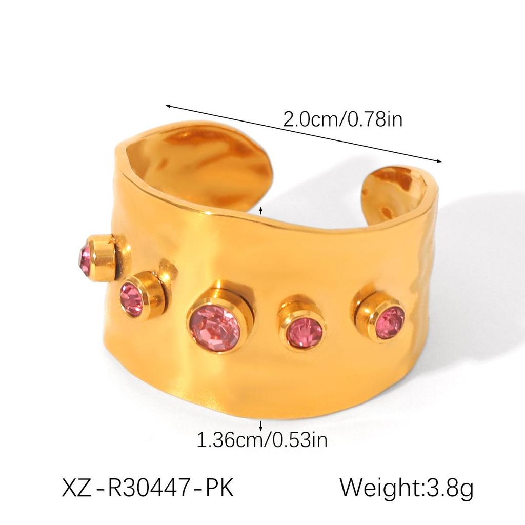 Эксклюзивное открытое кольцо из титановой стали с цирконом в форме сердца для женщин - Европейский и американский хай-энд, не тускнеет