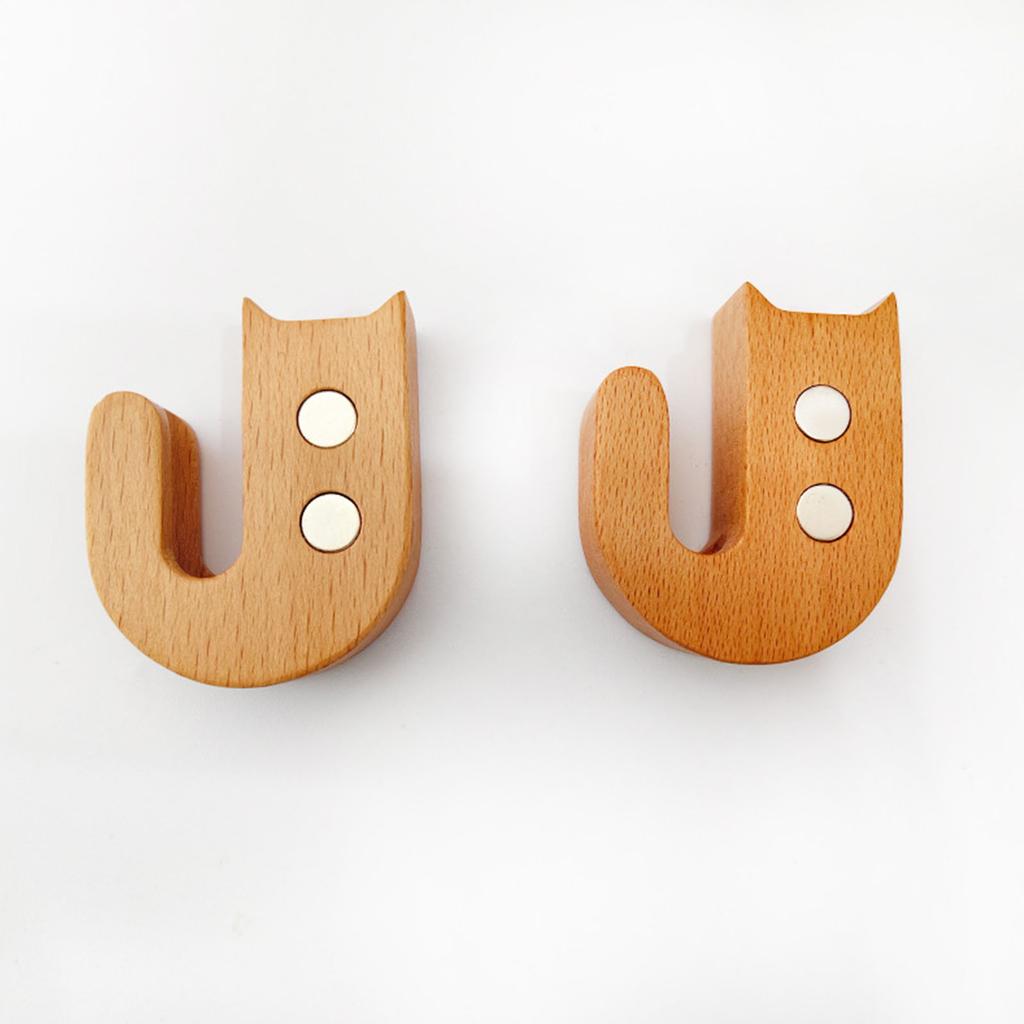 Деревянный магнит на холодильник с кошачьим узором, магнитное украшение для холодильника, маленькая декоративная ваза из массива дерева для дома или офиса
