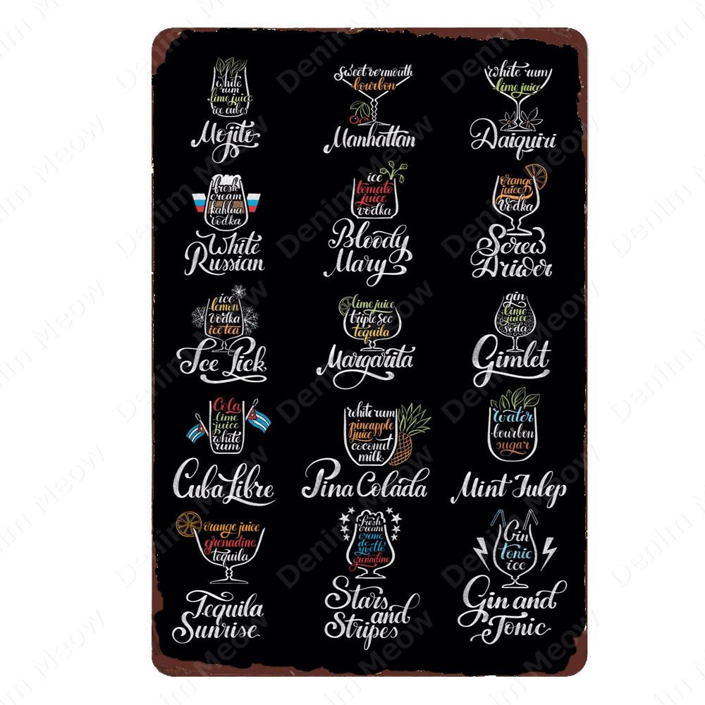 Классический Коктейли Металлический Плакат Московский Мул Старинные Оловянные Вывески Бар Украшения Дома Джин Виски Водка Текила Настенная Художественная Тарелка N365