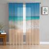 Sea Beach Waves Tulle Curtains For Living Room Chiffon Voile Sheer Window Curtain For Bedroom