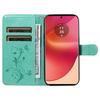 For Motorola Edge 50 Fusion 5G PU Leather Cases Flower Pattern Wallet Stand Phone Cover with Strap