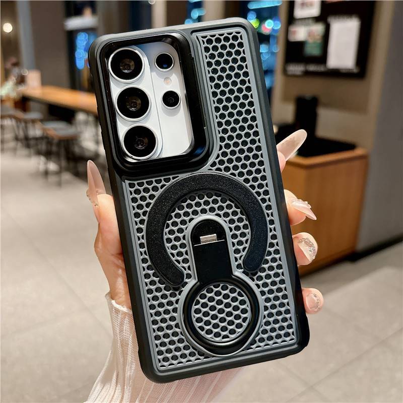 Меха 360 вращающийся подходит для чехла для мобильного телефона S26Ultra, кольцо-держатель, магнитное крепление S25PLUS, теплоотвод и противоударная жесткая крышка
