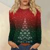 Рубашки с длинным рукавом для женщин, милые футболки с принтом на Рождество, блузки, повседневные топы больших размеров, пуловеры