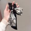 Гуочао чернильная печать повязка на голову французская элегантная односторонняя бантом веревка для волос высокоэластичная резинка для хвоста ретро аксессуары для волос