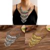 Bohemian Layered Zinc Alloy Leaf Pendant Necklace With Tassels For Vintage Style Jewelry