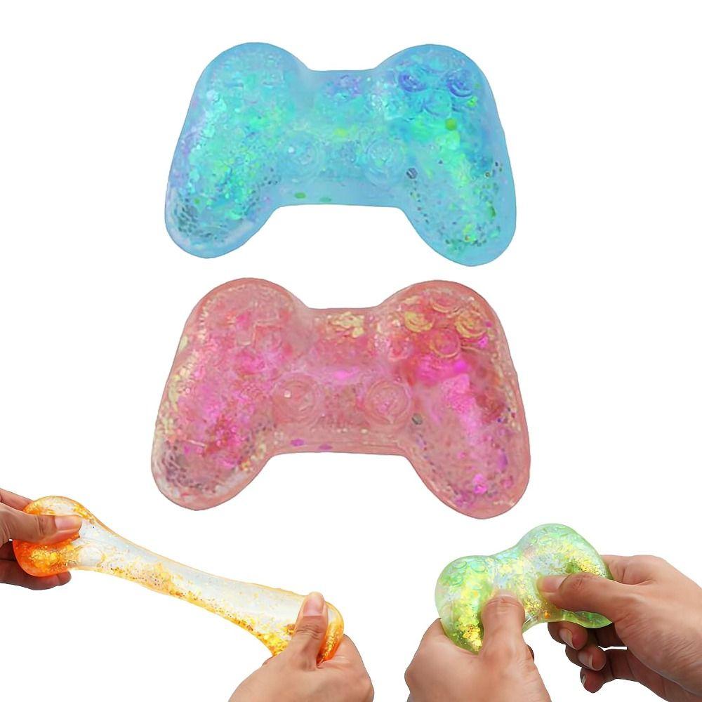 TPR Squeeze Ball Shell Glitter Filled Fidget Ball Toy Portable Squishy Toy Gift for Gamers