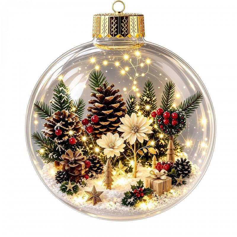 LED Lighted Transparent Acrylic Christmas Ornament Ball Decor Tree Hanging Festive Home Decoration