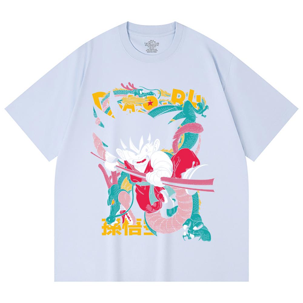 230 г/м² 100% хлопок Dragon Ball V35 Принт Goku Унисекс Тяжелая хлопковая футболка