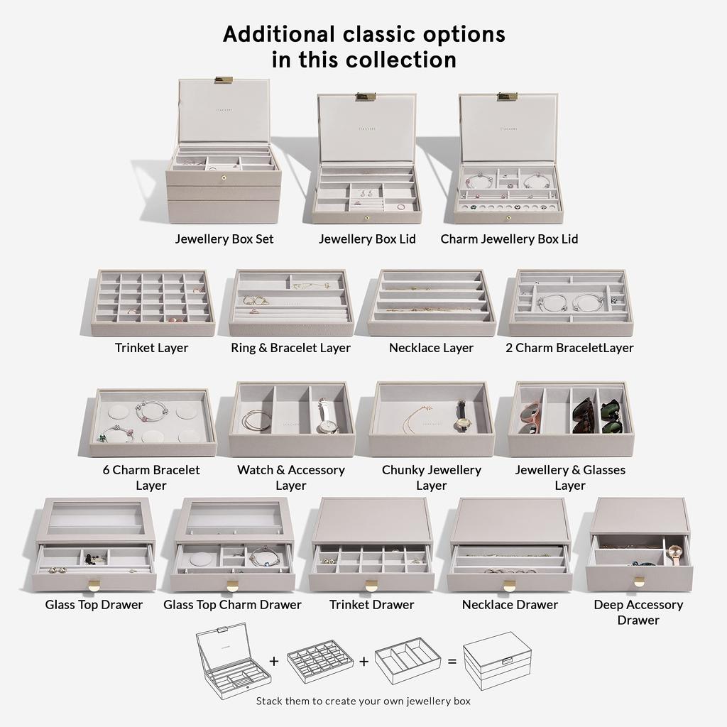 STACKERS LONDON Классический 4-секционный браслет-кольцо для многослойного ношения Греж/Стаккерс Тауп Классический 4-секционный