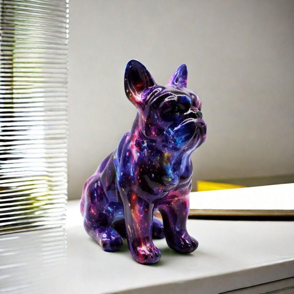 Kawaii Graffiti French Bulldog Statue Cartoon Colorful Dog Statue  Home
