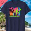 MTV Beach Island Logo Retro Graphic Cotton T-shirt M-T-V Sunset Palm Tree Print Top Unisex Graphic T Shirts